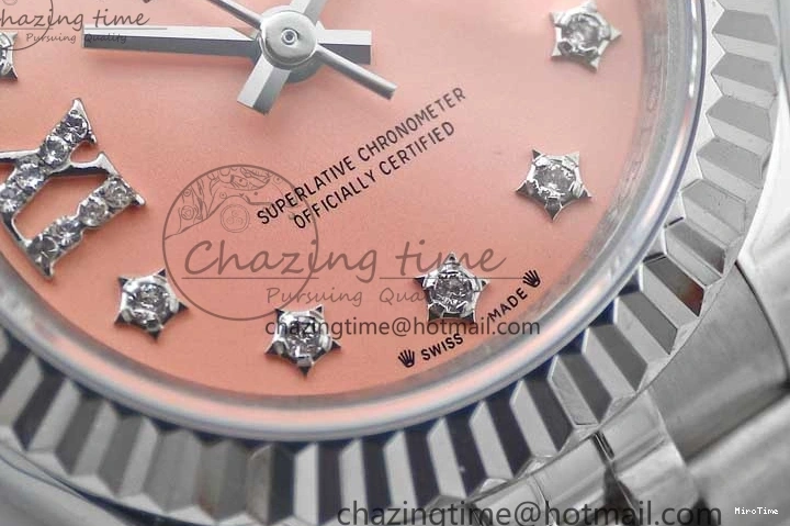 MiroTime 0404 HighPerformance Lady DateJust 28 SS TWF 1:1 Best Edition 904L Steel Pink Dial Diam Markers on President Bracelet NH 2179